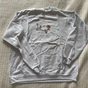 Hanes Gray Crewneck Sweatshirt with 'Go Fish' Mermaid Graphic